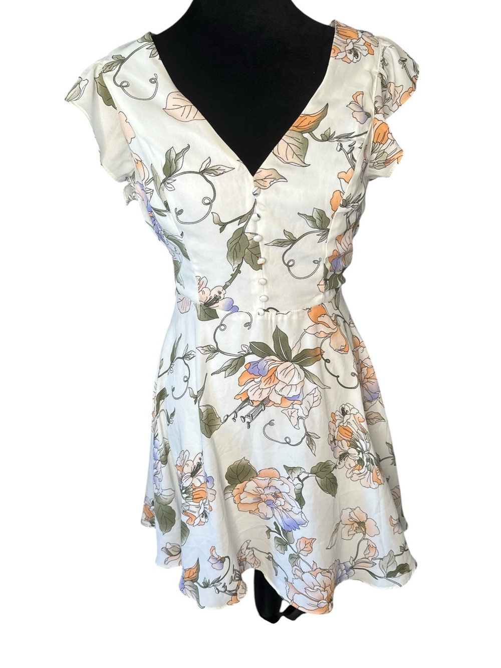 Lulus White Floral Dress Size S